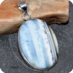 Owhyee Blue Opal Gemstone 925 Sterling Silver Handmade Pendant Necklace